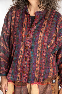 Susan is wearing the One Size Soft Brushed Stripe Top in Brown