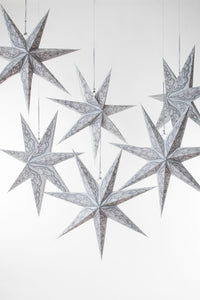 boho star decoration pack in silver on white background