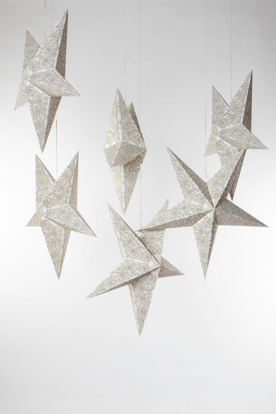boho star decoration pack in white on white background