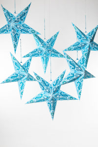 boho star decoration pack in blue on white background