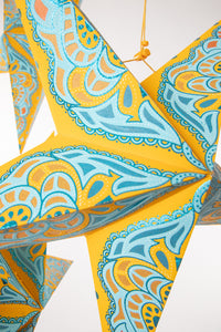 boho star decoration pack in yellow on white background