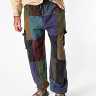 Stone Wash Patchwork Cargo Joggers