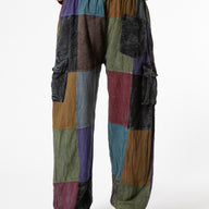 Stone Wash Patchwork Cargo Joggers