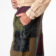 Stone Wash Patchwork Cargo Joggers