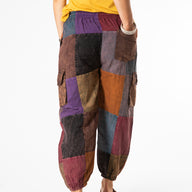 Stone Wash Patchwork Cargo Joggers
