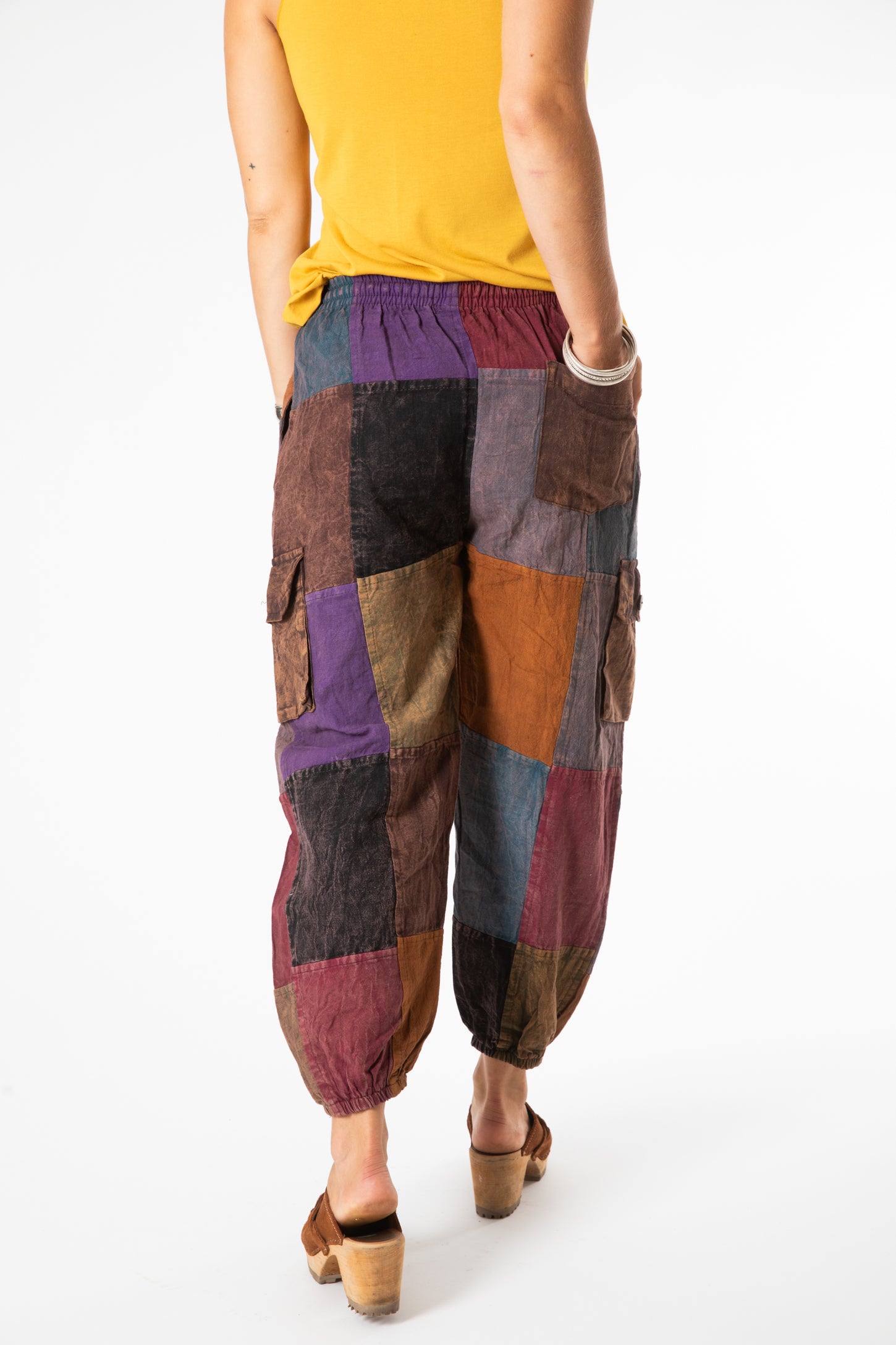 Stone Wash Patchwork Cargo Joggers