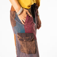 Stone Wash Patchwork Cargo Joggers