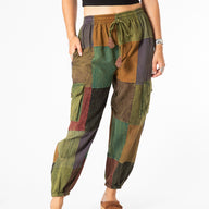 Stone Wash Patchwork Cargo Joggers