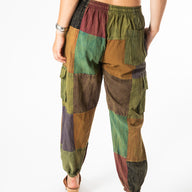 Stone Wash Patchwork Cargo Joggers
