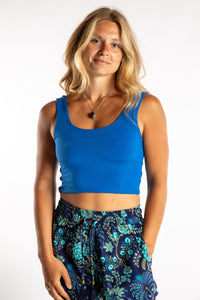 Sophie is wearing size S/M tank top in blueberry