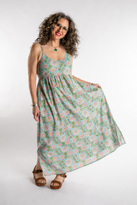 Susan is wearing the Sundara Cotton Maxi Dress in Light Blue in M/L