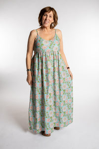Betty is wearing the Sundara Cotton Maxi Dress in Light Blue in M/L