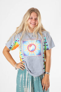 Sophie is wearing size S Grateful Dead tie dye t shirt