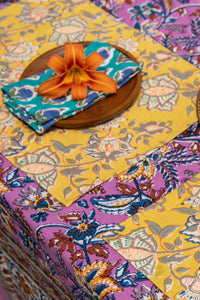 Indian Block Print Floral Tablecloth