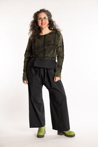 Susan is wearing the Thai Fisherman Pocket Pants in Black