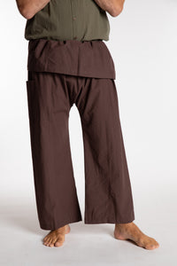 Topher is wearing the Brown Thai Fisherman Pocket Pants 