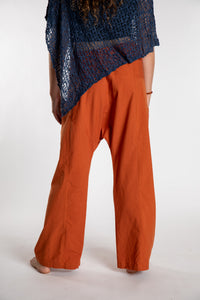 Emily is wearing the Rust Thai Fisherman Pocket Pants 