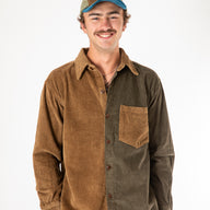 Tokha Corduroy Color Block Button Up