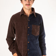 Tokha Corduroy Color Block Button Up