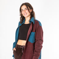 Tokha Corduroy Color Block Button Up