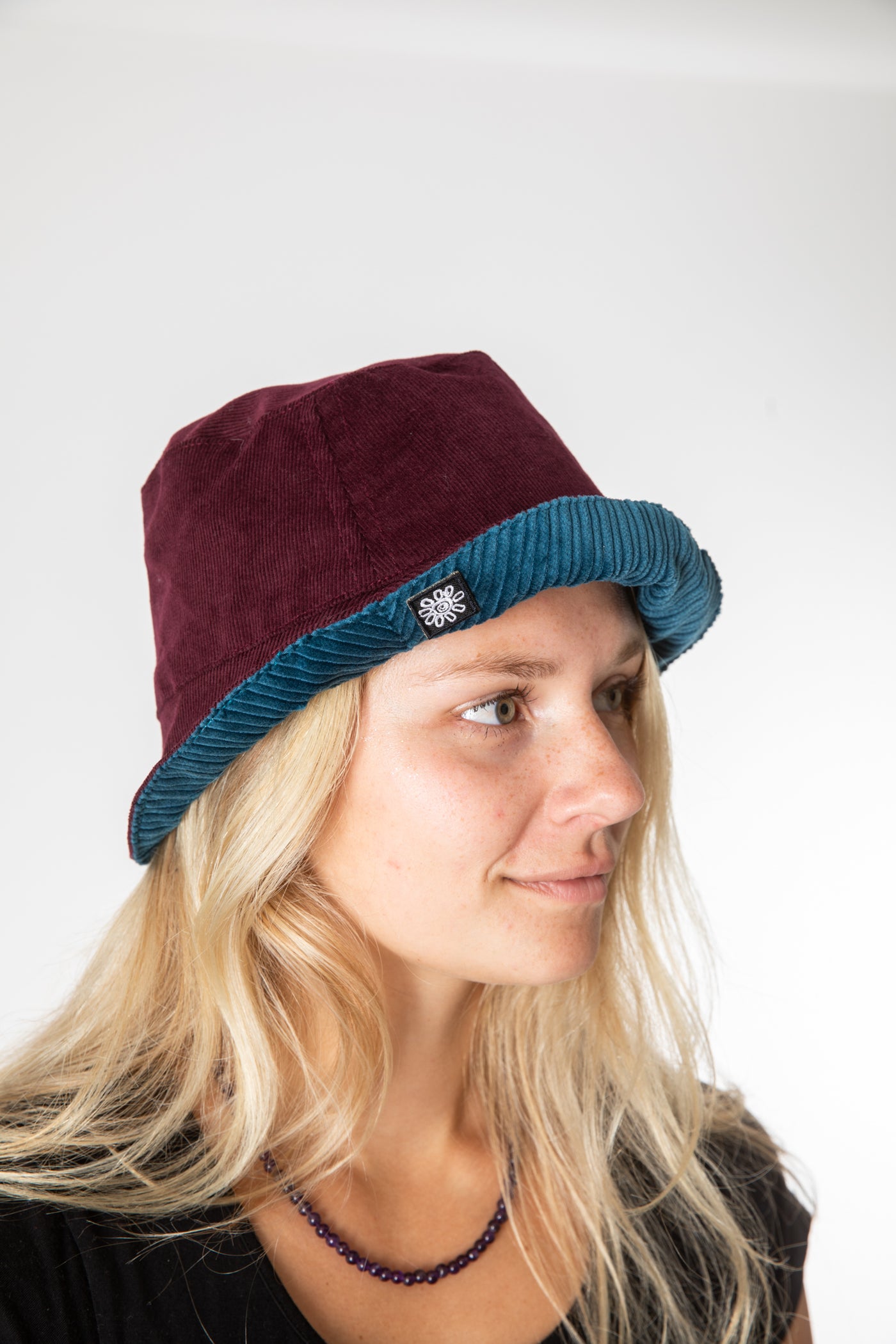 Cotton String Bucket Hat Burgundy