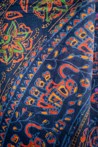 Block print elephant mandala tapestry in blue