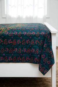 Block print elephant mandala tapestry in green