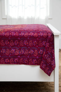 Block print elephant mandala tapestry in maroon
