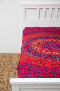 Block print elephant mandala tapestry in red