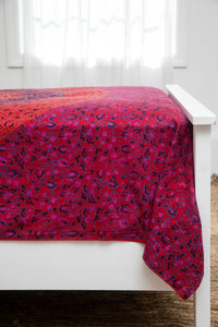 Block print elephant mandala tapestry in red