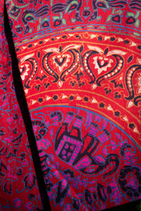 Block print elephant mandala tapestry in red