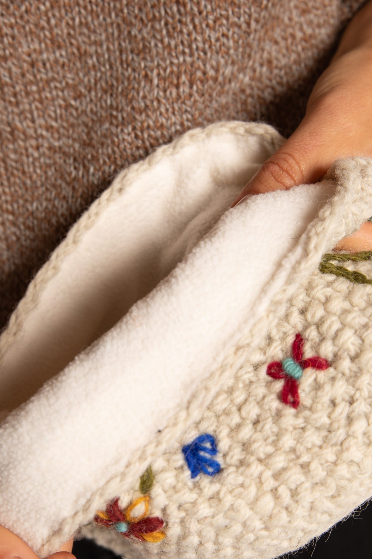 Wildflower Embroidered Wool Beanie