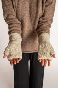 Wildflower Embroidered Wool Fingerless Mittens