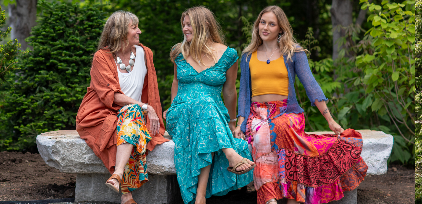 Three women in a variety of Mexicali Blues outfits
