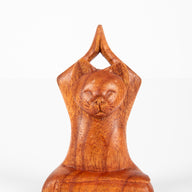Zen Cat Carved Wooden Sculpture