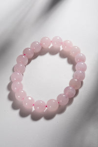 Round Gemstone Bead Bracelet in Rose Quartz
