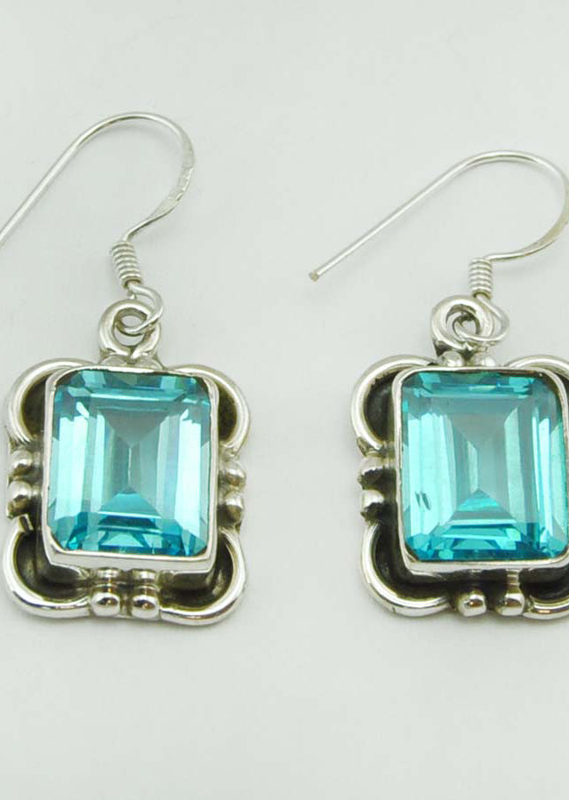 Faceted Caja Earrings - Mexicali Blues