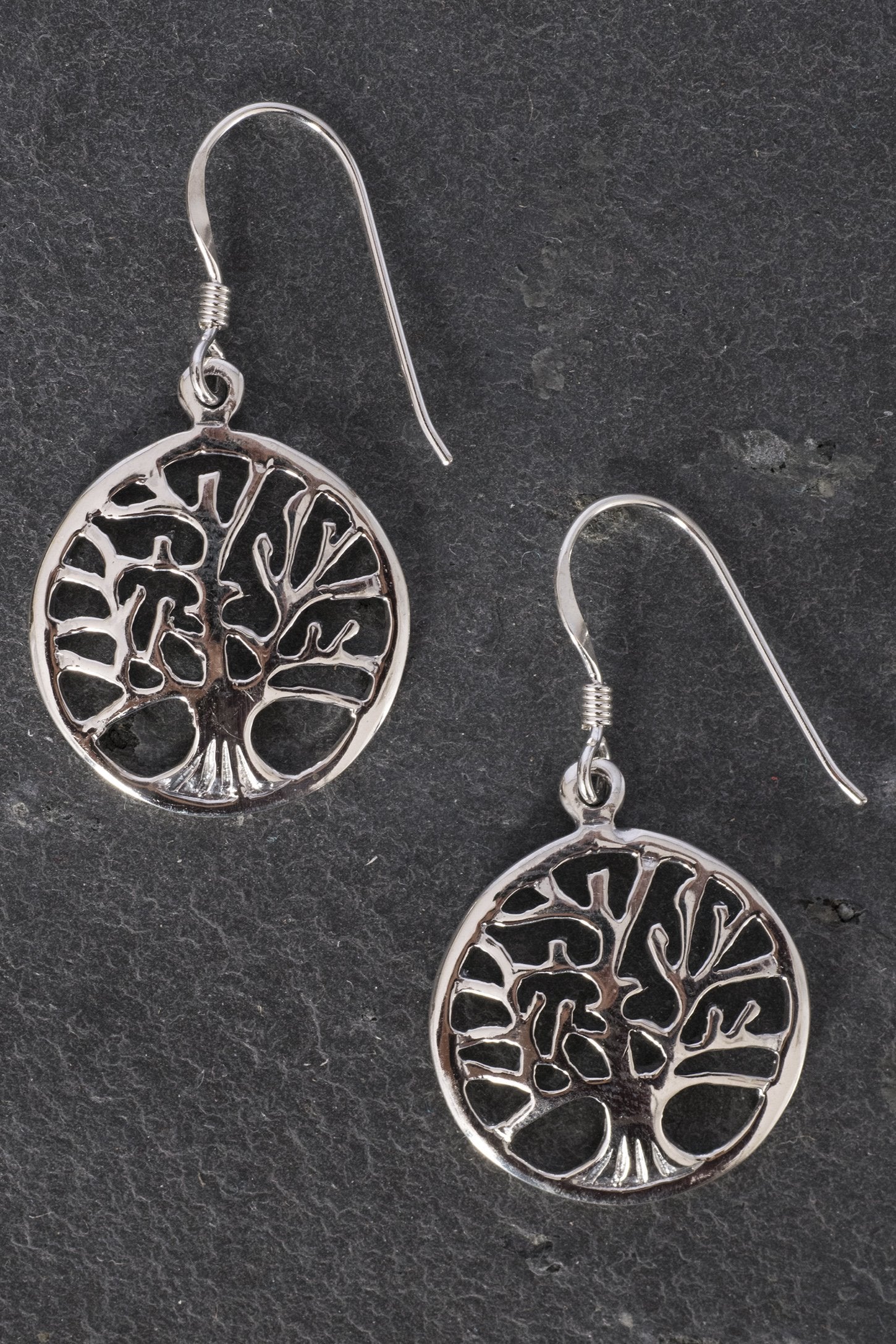 Tree Of Life Oval Sterling Silver Earrings