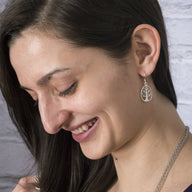 Tree Of Life Oval Sterling Silver Earrings