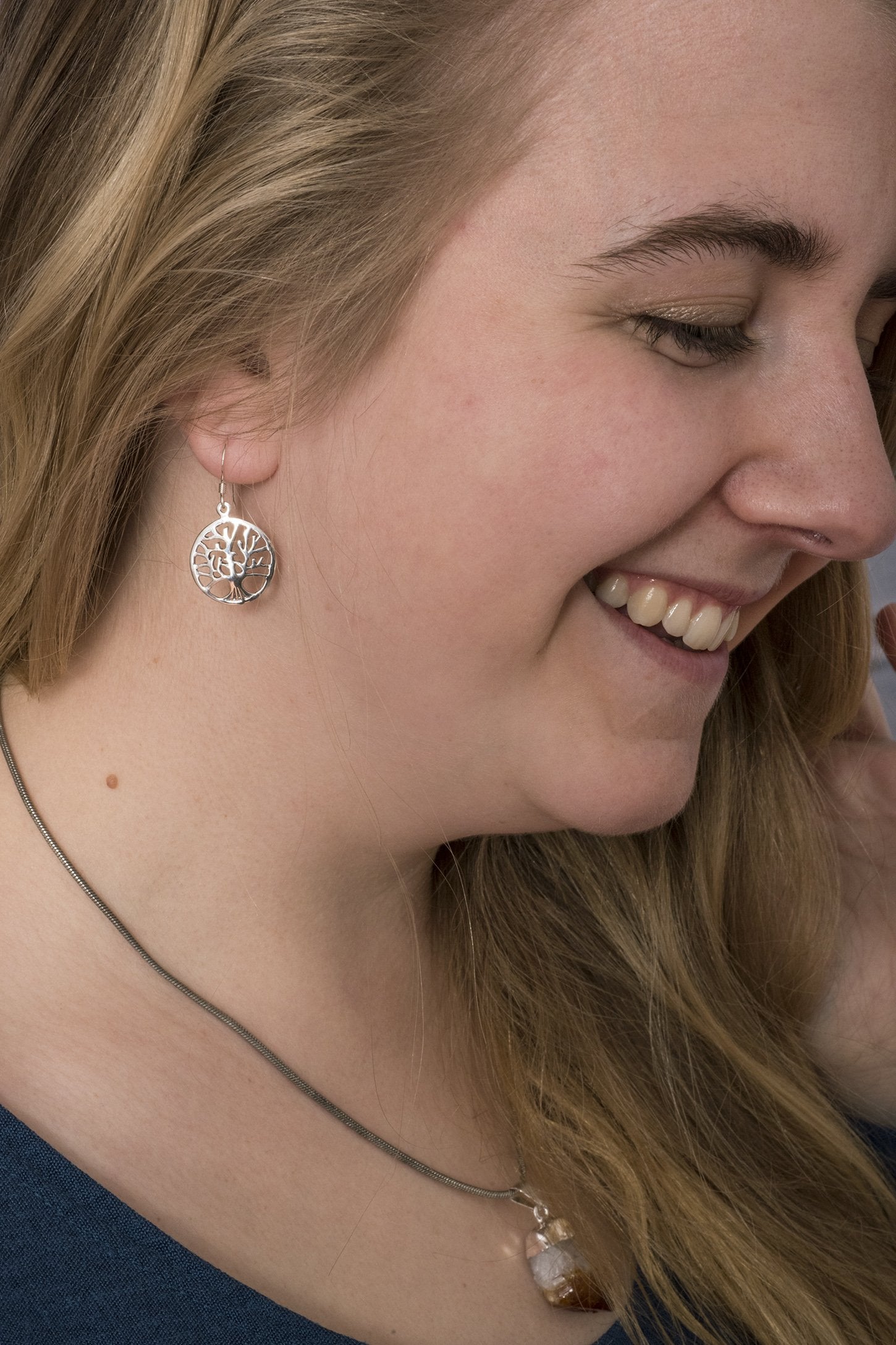 Tree Of Life Oval Sterling Silver Earrings