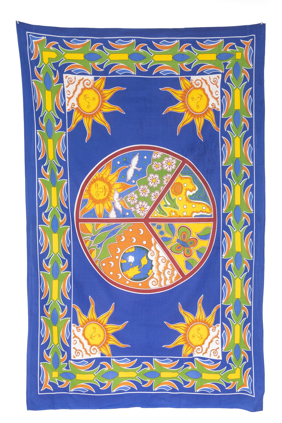 Elemental peace tapestry in blue