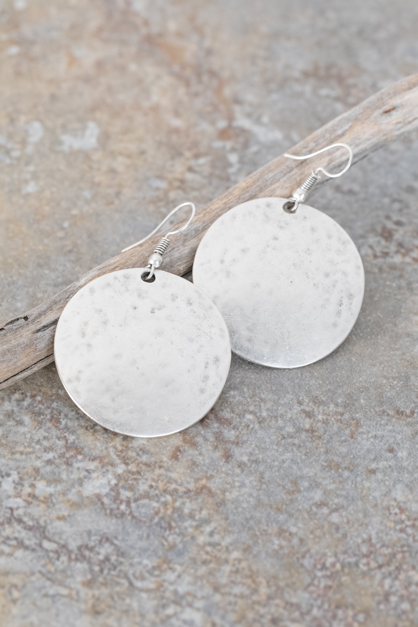Pounded Zamak Full Moon Earrings