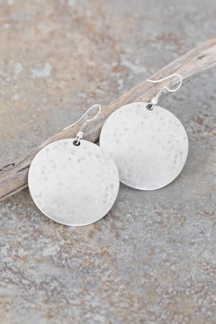 Pounded Zamak Full Moon Earrings