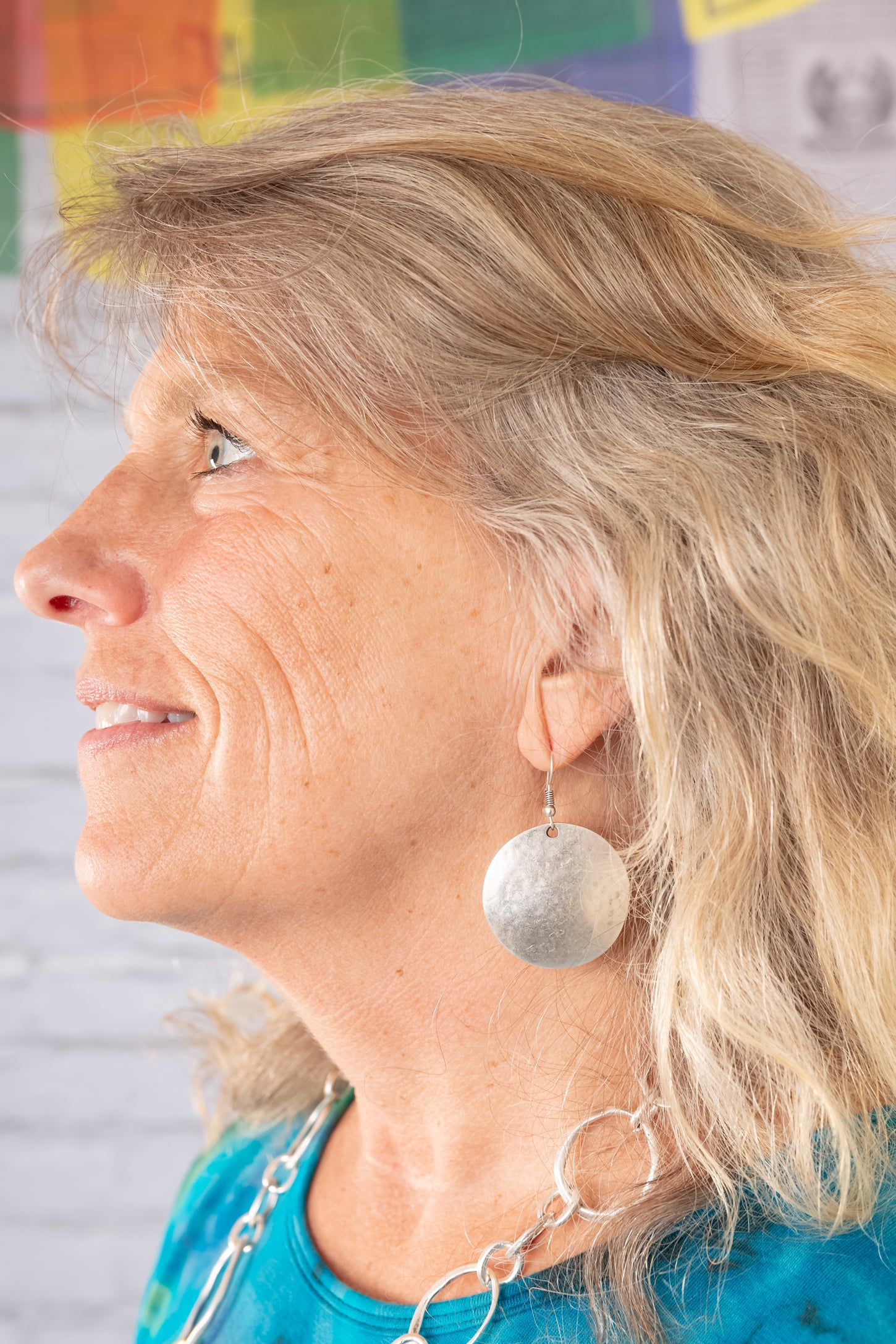 Pounded Zamak Full Moon Earrings