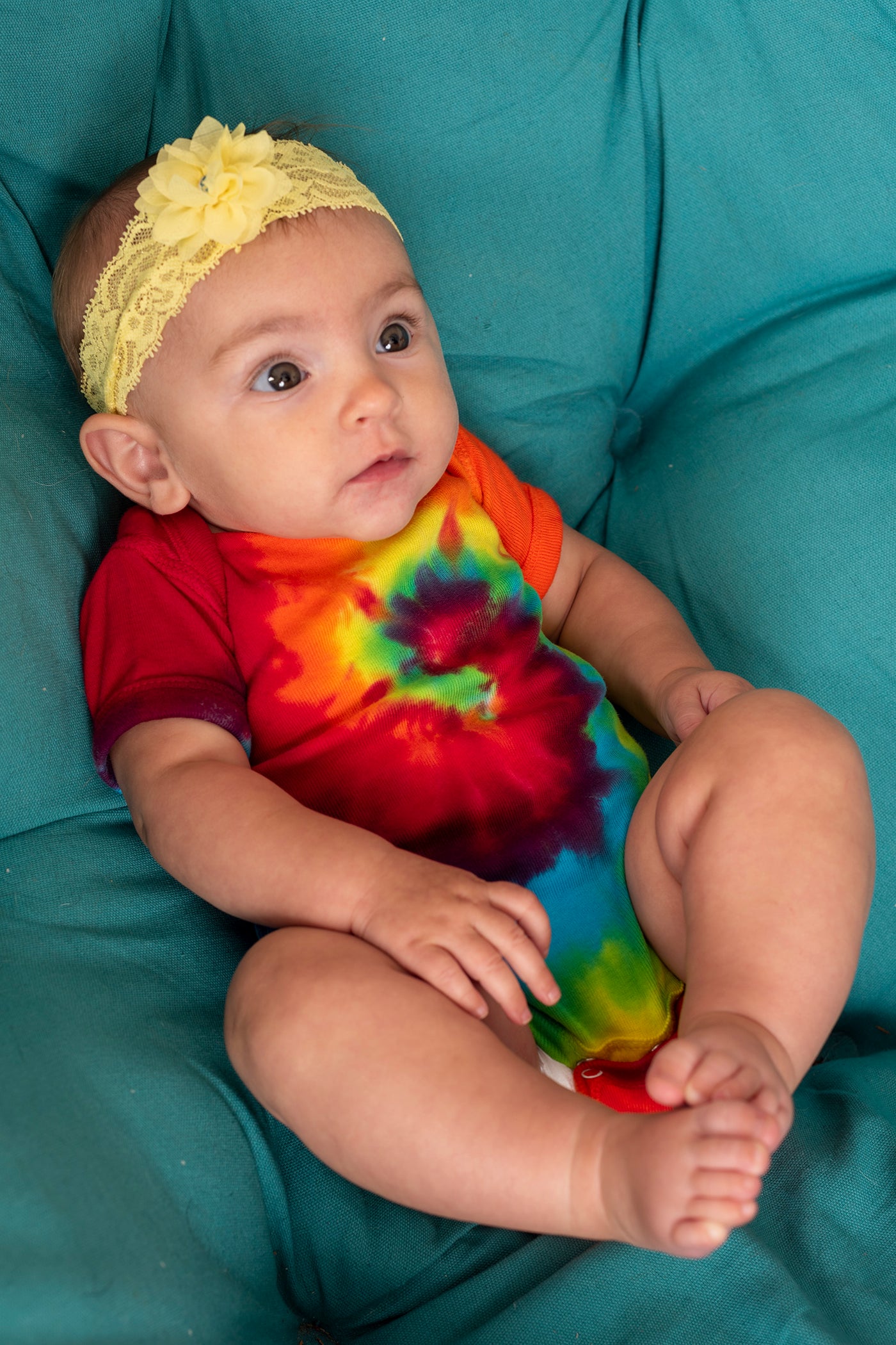 Rainbow Spiral Short Sleeve Baby One Piece - Mexicali Blues