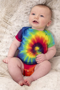 Short Sleeve Tie Dye Baby One Piece in Swirl