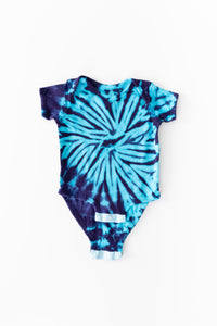 Short Sleeve Tie Dye Baby One Piece in Swirl