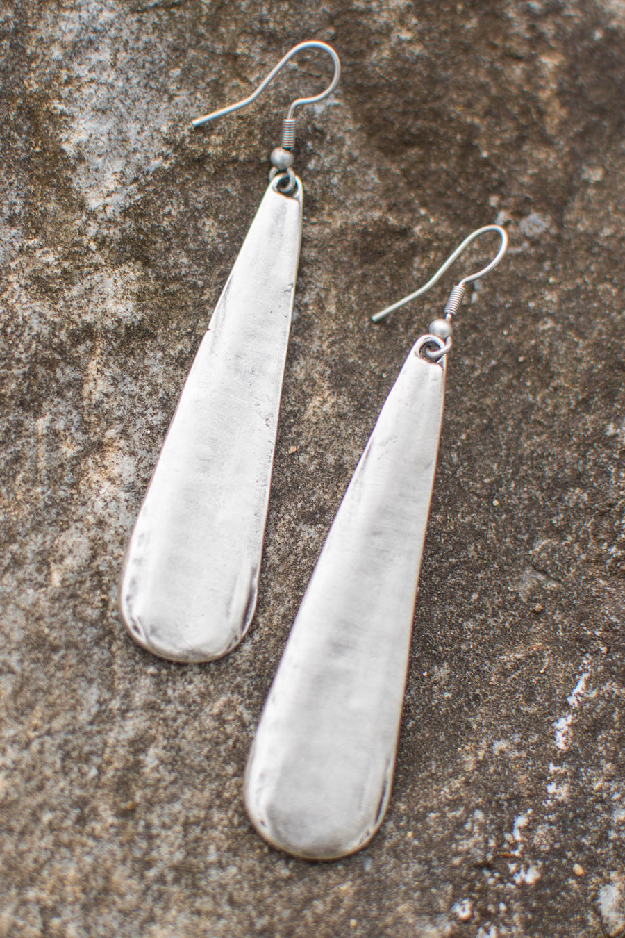 Teardrop Obelisk Zamak Earrings