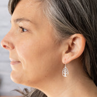 Tree Of Life Oval Sterling Silver Earrings