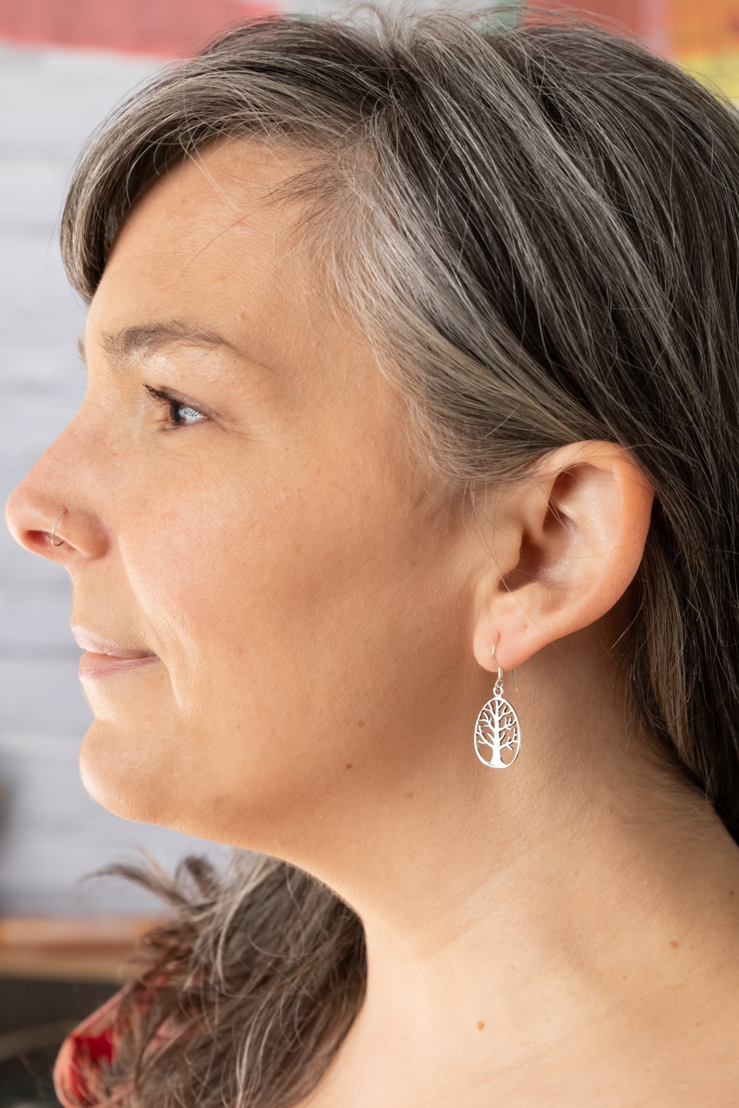 Tree Of Life Oval Sterling Silver Earrings